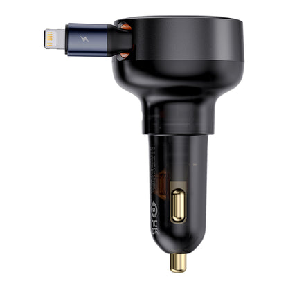 BASEUS Car charger with retractable cable for iPhone Lightning USB-C 60W, black – image 5