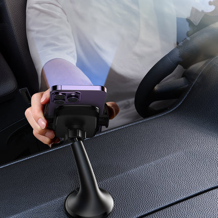 JOYROOM Universal mechanical car phone holder for cockpit, glass, black – image 10