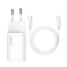 BASEUS Si 25W 3A fast wall charger with a 1m white USB-C cable