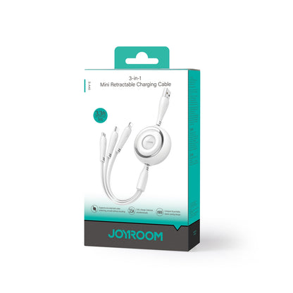 JOYROOM 3in1 Colorful Series USB-A to USB-C / iPhone Lightning / microUSB retractable cable 1m white – image 2
