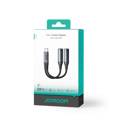 JOYROOM 2in1 Adapter, charger + headphones USB-C to 2x USB-C black – image 5