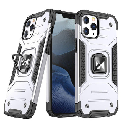 WOZINSKY Armored case for iPhone 14 Pro Max, magnetic holder Ring Armor, silver