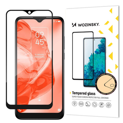 WOZINSKY Durable 9H tempered glass for the entire TCL 205 screen with Case Friendly black frame
