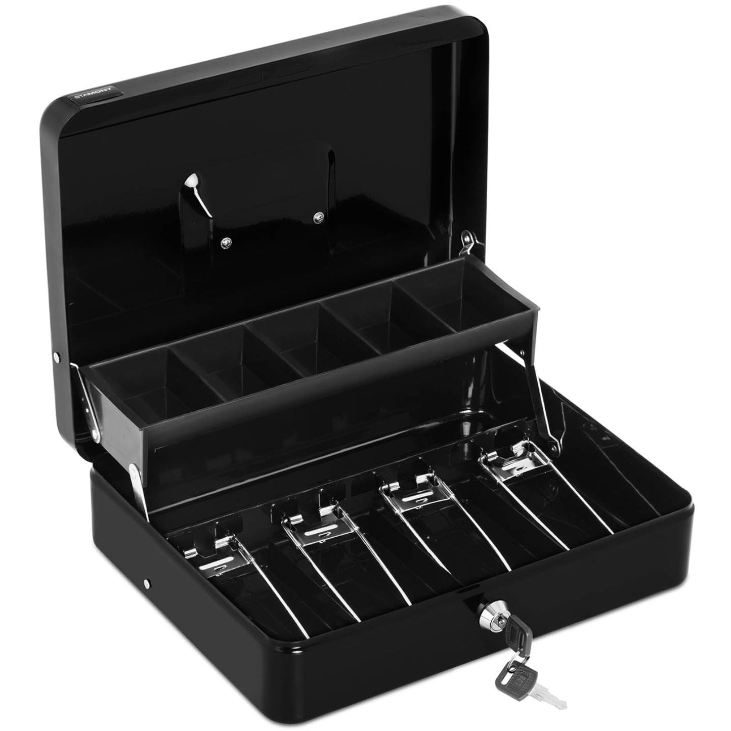 Stamony Steel cash box with a tray for coins and coins – image 2