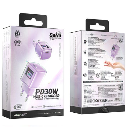 ACEFAST PD 30W GaN3 USB-C network charger with display, purple – image 6