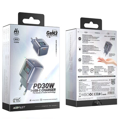 ACEFAST PD 30W GaN3 USB-C network charger with display, gray – image 5