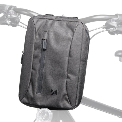 WOZINSKY Gray bicycle bag for a tablet attached to the handlebar with a shoulder strap