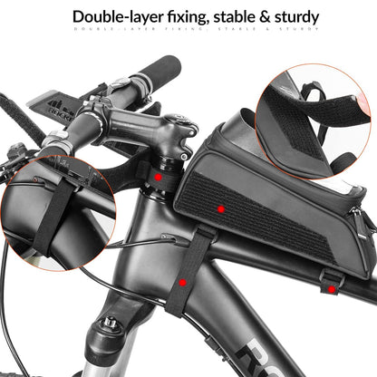 ROCKBROS Bicycle frame bag with a cover for a phone and navigation, black – image 5