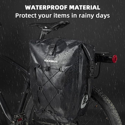 ROCKBROS Waterproof, adjustable bicycle bag, 25-32L, black – image 2