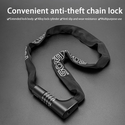 ROCKBROS Bicycle lock, two locks with combination and key, 0.95 m - black – image 7