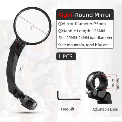 ROCKBROS Right round rear-view bicycle mirror - black – image 2