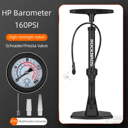 ROCKBROS Floor bicycle pump with 11 bar pressure gauge - black – image 3