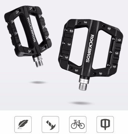 ROCKBROS Set of anti-slip MTB bicycle pedals, nylon and black steel – image 2