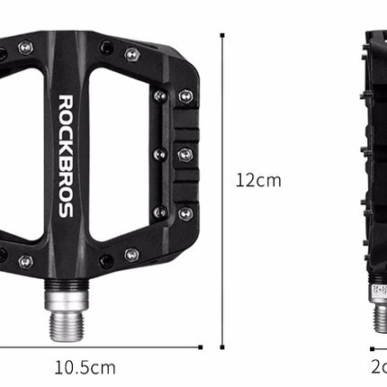 ROCKBROS Set of anti-slip MTB bicycle pedals, nylon and black steel – image 3
