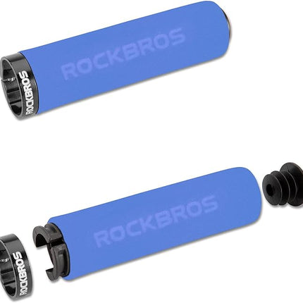 ROCKBROS Bicycle handlebar grips, blue and black sponge grips – image 2