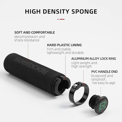 ROCKBROS Bicycle handlebar grips, black sponge grips – image 3