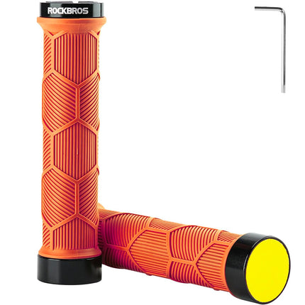 ROCKBROS Hand grips, TPR bicycle grips with reflectors - orange