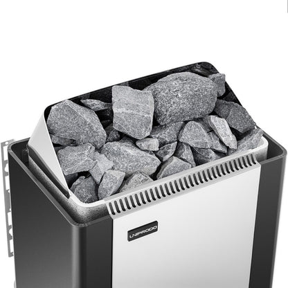 UNIPRODO Electric sauna stove with integrated control 8-12 m3 to 110C 400 V 8 kW silver and black – image 3