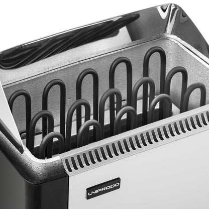 UNIPRODO Electric sauna stove with integrated control 8-12 m3 to 110C 400 V 8 kW silver and black – image 6