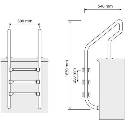 UNIPRODO Ladder for pool stainless steel 3 degrees 1600 mm – image 7
