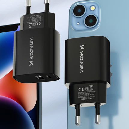 WOZINSKY 20W USB-A USB-C 100-240V wall charger, black – image 11