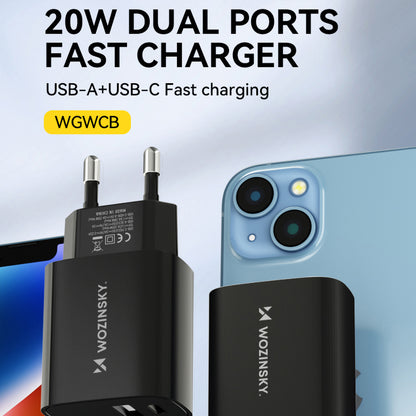 WOZINSKY 20W USB-A USB-C 100-240V wall charger, black – image 6