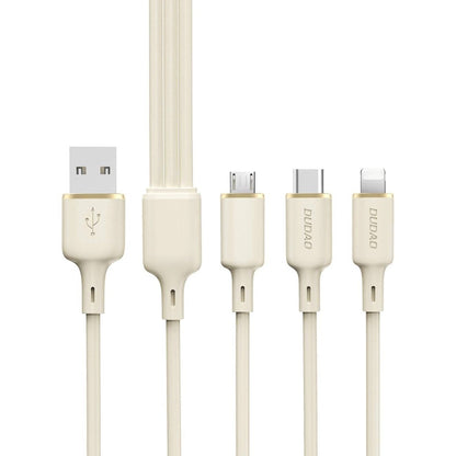 DUDAO 3in1 Cable reinforced cable SR USB-A - USB-C / Lightning / microUSB 66W 1.2m beige