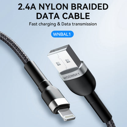 WOZINSKY Braided cable for iPhone USB-A - Lightning 2.4A 1m black – image 6