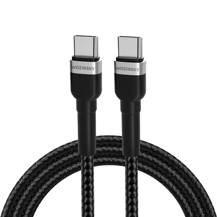 WOZINSKY Braided cable USB-C - USB-C PD 65W 1m black
