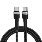 WOZINSKY Braided cable USB-C - USB-C PD 65W 1m black
