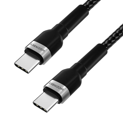 WOZINSKY Braided cable USB-C - USB-C PD 65W 1m black – image 3