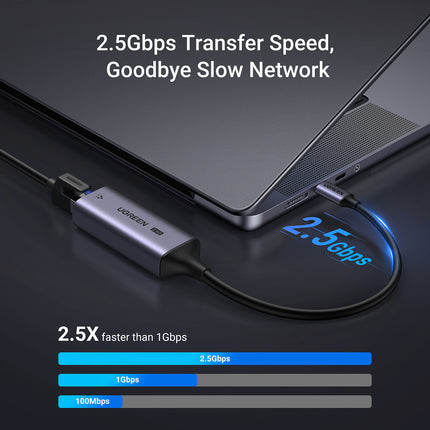 UGREEN Adapter Ethernet USB-C - RJ45 2.5G network card, gray – image 2