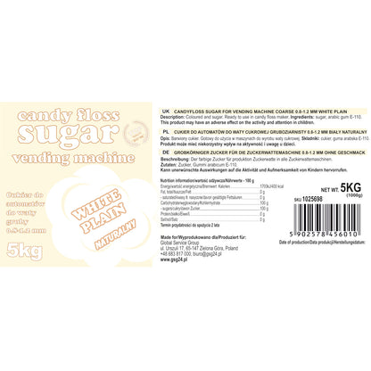 GSG24 Sugar for the cotton candy machine, granulation 0.8-1.2mm, natural flavor, WHITE 5kg – image 3