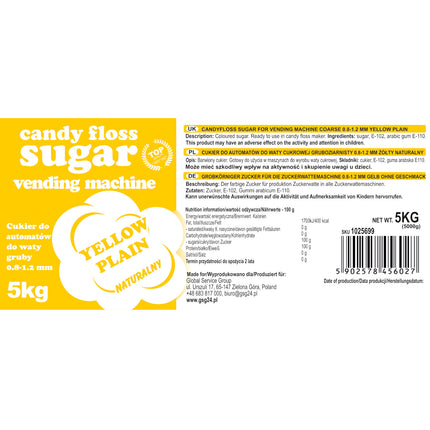GSG24 Sugar for the cotton candy machine, granulation 0.8-1.2mm, natural flavor YELLOW 5kg – image 3