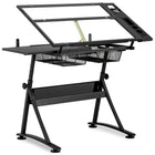 FROMMSTARCK Desk, glass drawing table with drawers for drawing and sketching, 120x60 cm