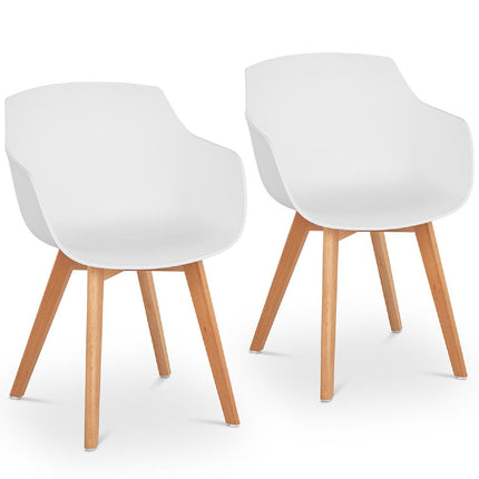 FROMMSTARCK bucket chair Scandinavian plastic with wooden legs up to 150 kg 2 pcs white – image 2
