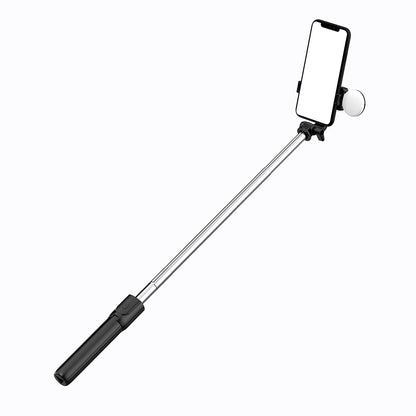HURTEL Telescopic selfie stick with remote control + LED light, tripod stand for phone 0.71 m - black