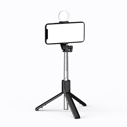 HURTEL Telescopic selfie stick with remote control + LED light, tripod stand for phone 0.71 m - black – image 4
