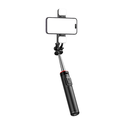 HURTEL Telescopic selfie stick with remote control + LED light, tripod stand for phone 0.71 m - black – image 13
