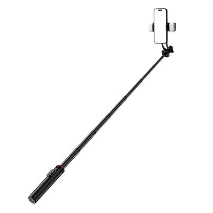 HURTEL Telescopic selfie stick with remote control + 2x LED light tripod stand for phone 1.3m aluminum - black