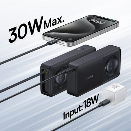BASEUS 10000mAh 30W Powerbank with USB-C port and Free2Pull USB-C retractable cable - black – image 7