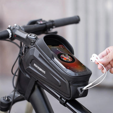 ROCKBROS Armored bicycle bag for a frame with a pocket for a phone and navigation, 1.7l - black – image 8