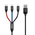 BASEUS 3in1 Cable USB-A - micro USB / iPhone Lightning / USB-C 3.5A 0.3m - black