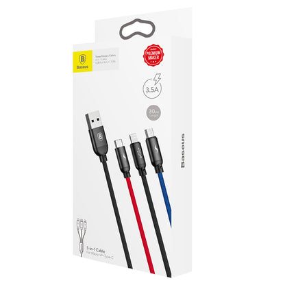 BASEUS 3in1 Cable USB-A - micro USB / iPhone Lightning / USB-C 3.5A 0.3m - black – image 7