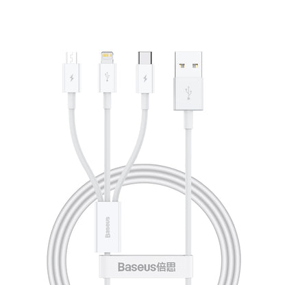 BASEUS 3in1 Superior Series USB-A - USB-C / Lightning / micro USB 3.5A cable 1m - white