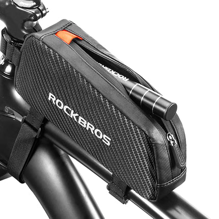 ROCKBROS Waterproof bicycle bag mounted on the frame with a braided fabric, 1l - black – image 10
