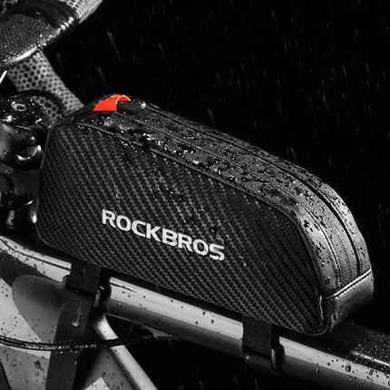 ROCKBROS Waterproof bicycle bag mounted on the frame with a braided fabric, 1l - black – image 8