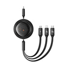 BASEUS 3in1 Universal retractable cable USB-C - Lightning / USB-C / micro USB 100W 1.1m - black