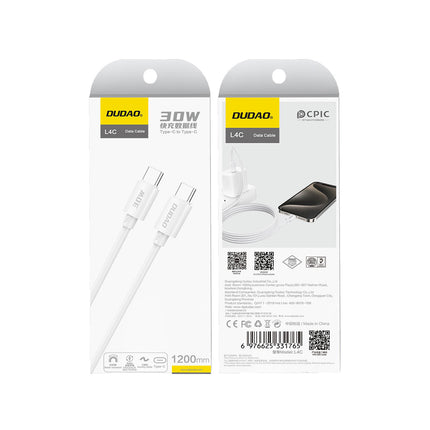 DUDAO L4C USB-C - USB-C cable 30W 480Mb/s 1.2m - white – image 2