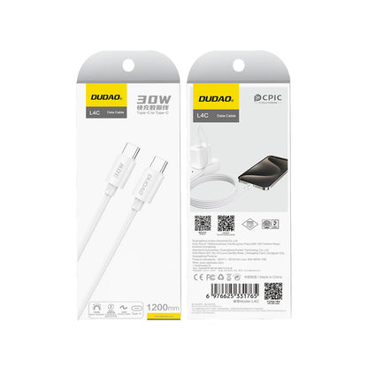 DUDAO L4C USB-C - USB-C cable 30W 480Mb/s 1.2m - white – image 5